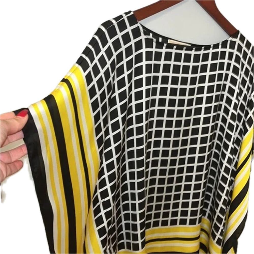 Michael KORS Flowy Geometric Design Black, White & Yellow Tunic - Size S/M 💛🖤 - Picture 4 of 8